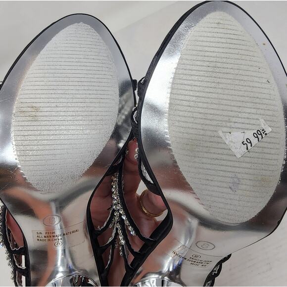 New Vintage 90's Italina Dress Shoes Rhinestones Slip on Weddings Party Size 8 - Picture 8 of 9